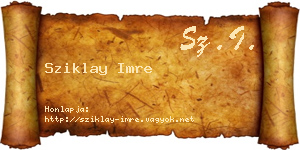 Sziklay Imre névjegykártya